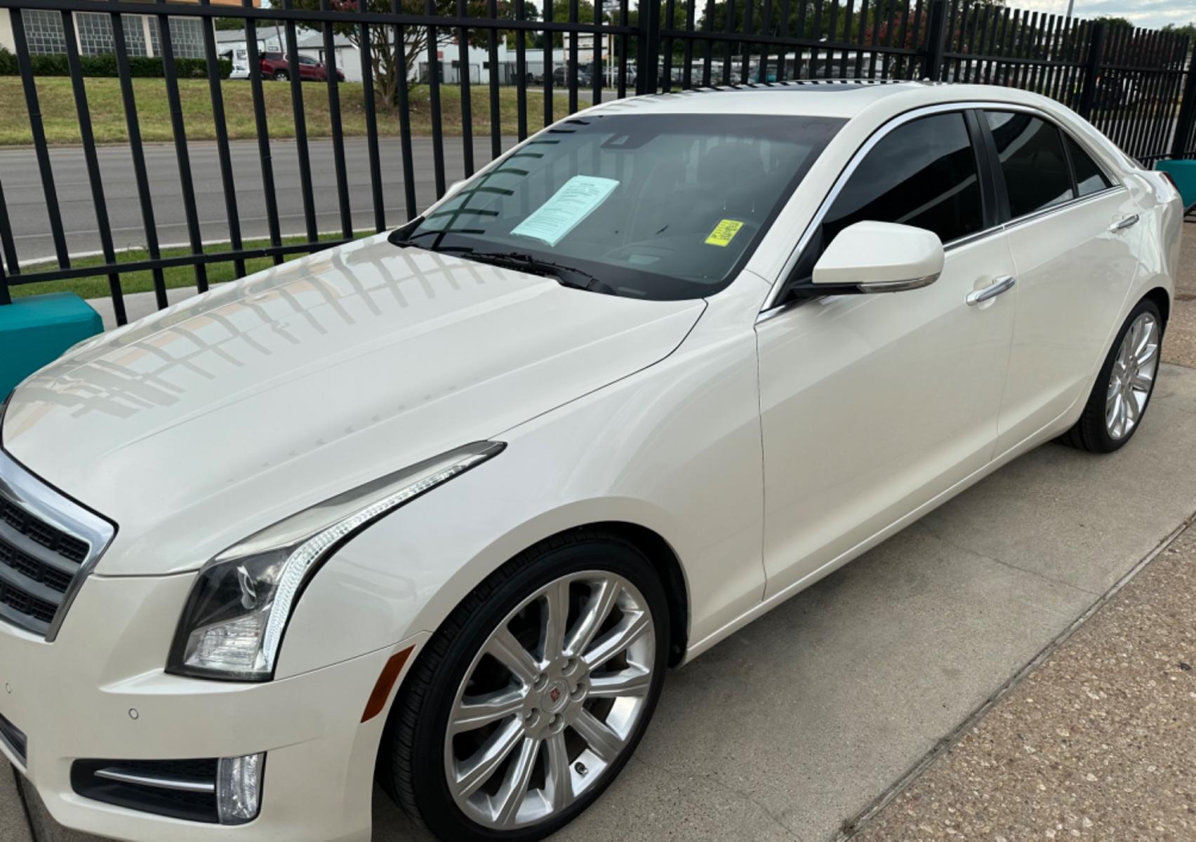 2014 WHITE Cadillac ATS 2.0L Premium RWD (1G6AF5SX2E0) with an 2.0L L4 DOHC 16V TURBO engine, AUTOMATIC transmission, located at 2001 E. Lancaster, Ft. Worth, 76103, (817) 336-7000, 32.746181, -97.301018 - Photo #1